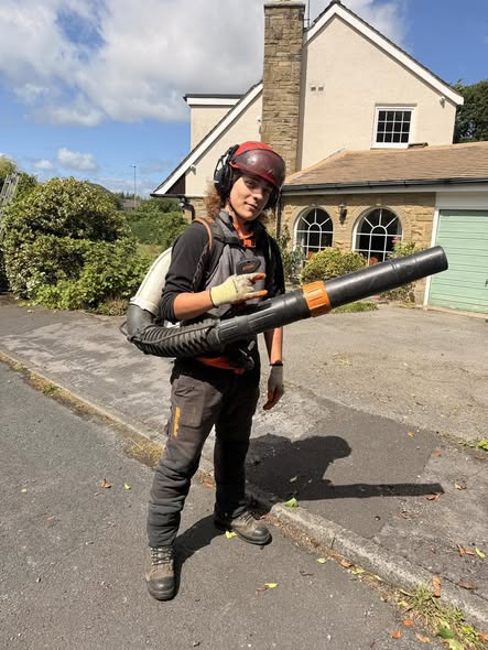 A Chevin team member finishing work with a blower at a domestic property